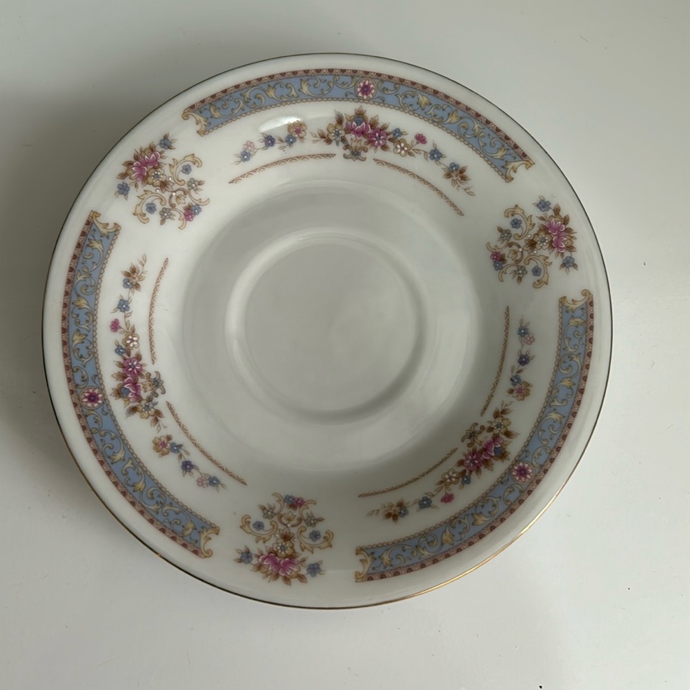 Vintage Crescent Jie Pai Fine China Saucer 1960 Blue Floral.